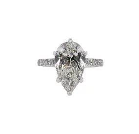 4.7 Ct F VS2 Lab Grown Pear Diamond Solitaire Engagement Ring 14k White Gold