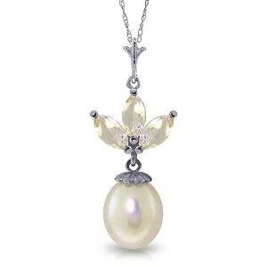 4.75 Carat 14K Solid White Gold Necklace Pearl White Topaz