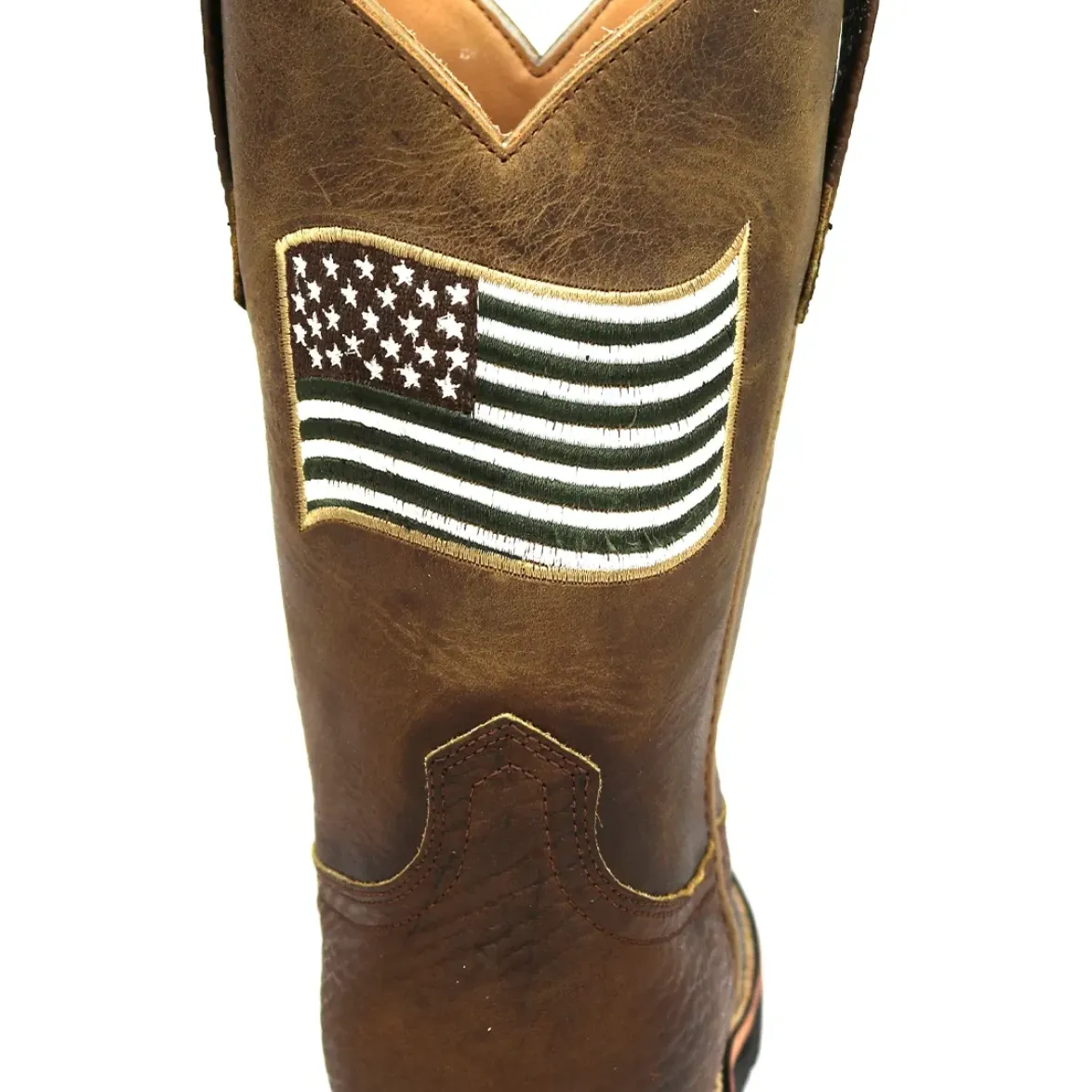 5017 - Rockin Leather Men's American Flag Steel Toe Work Boot