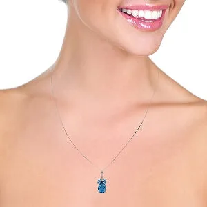 6.5 Carat 14K Solid White Gold Miles To Go Blue Topaz Necklace