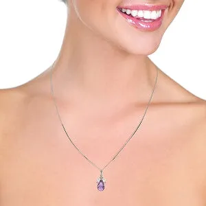 7.2 Carat 14K Solid White Gold Priceless Memories Amethyst White Topaz Necklace