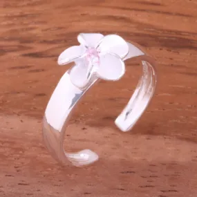 8mm Plumeria with Pink CZ Toe Ring