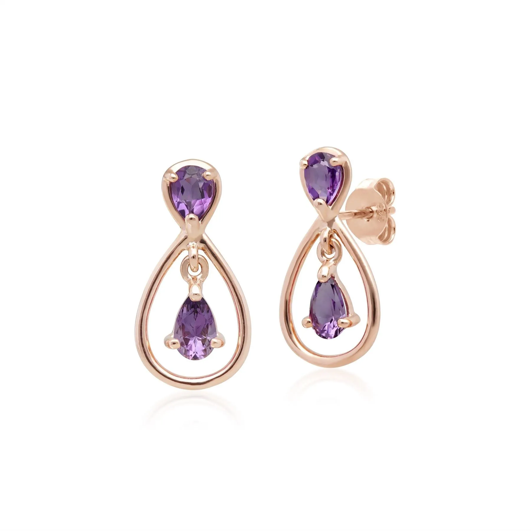 9 karat Rose Gold Amethyst Fallen/ Lang Ohrringe