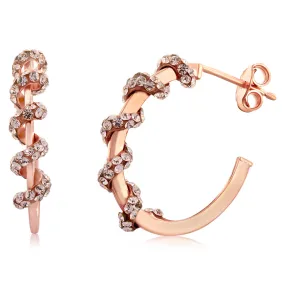 9ct Rose Gold Silverfilled Crystal 3/4th Hoop Earrings