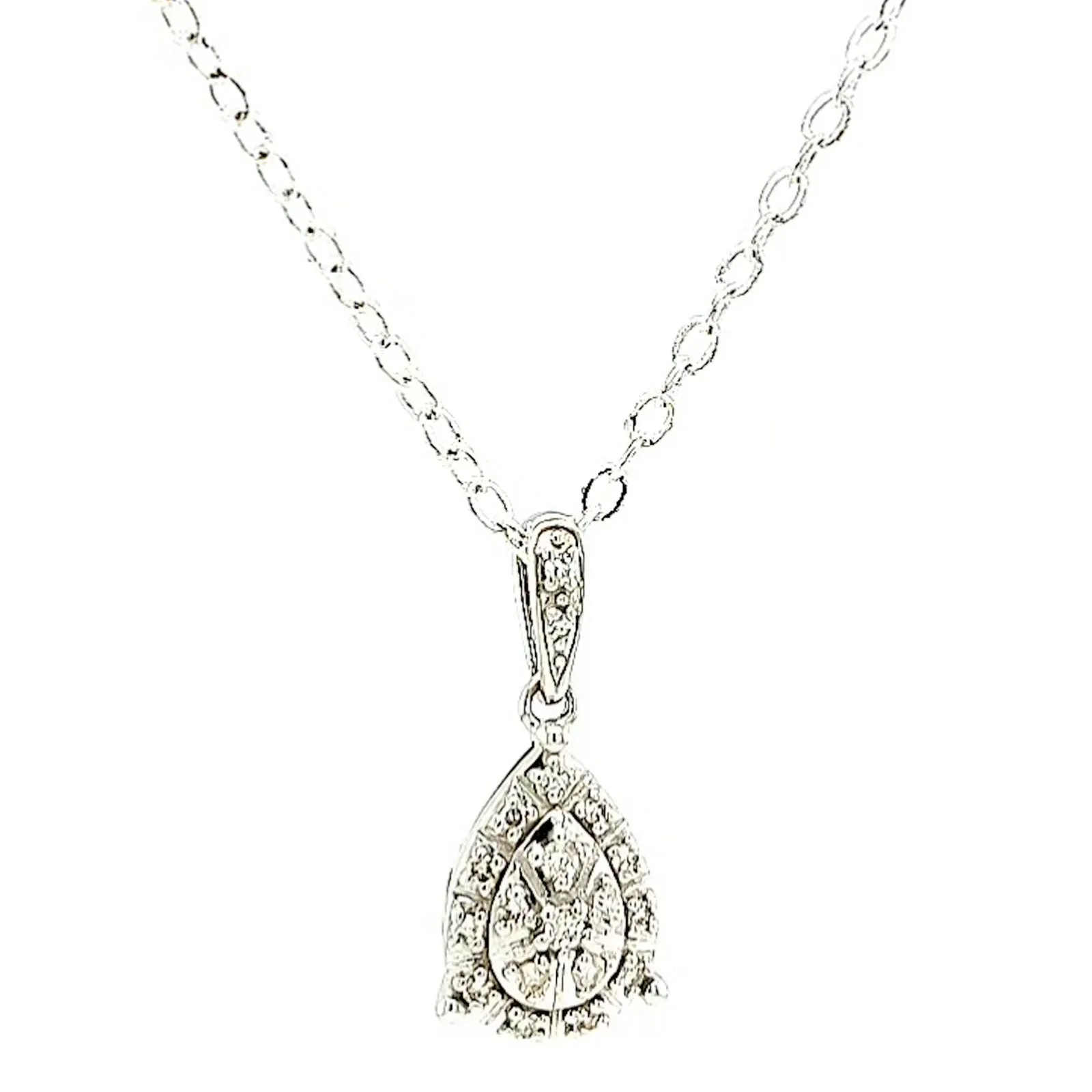 9ct White Gold Round Brilliant Cut 0.10 CARAT tw of Diamonds Pendant