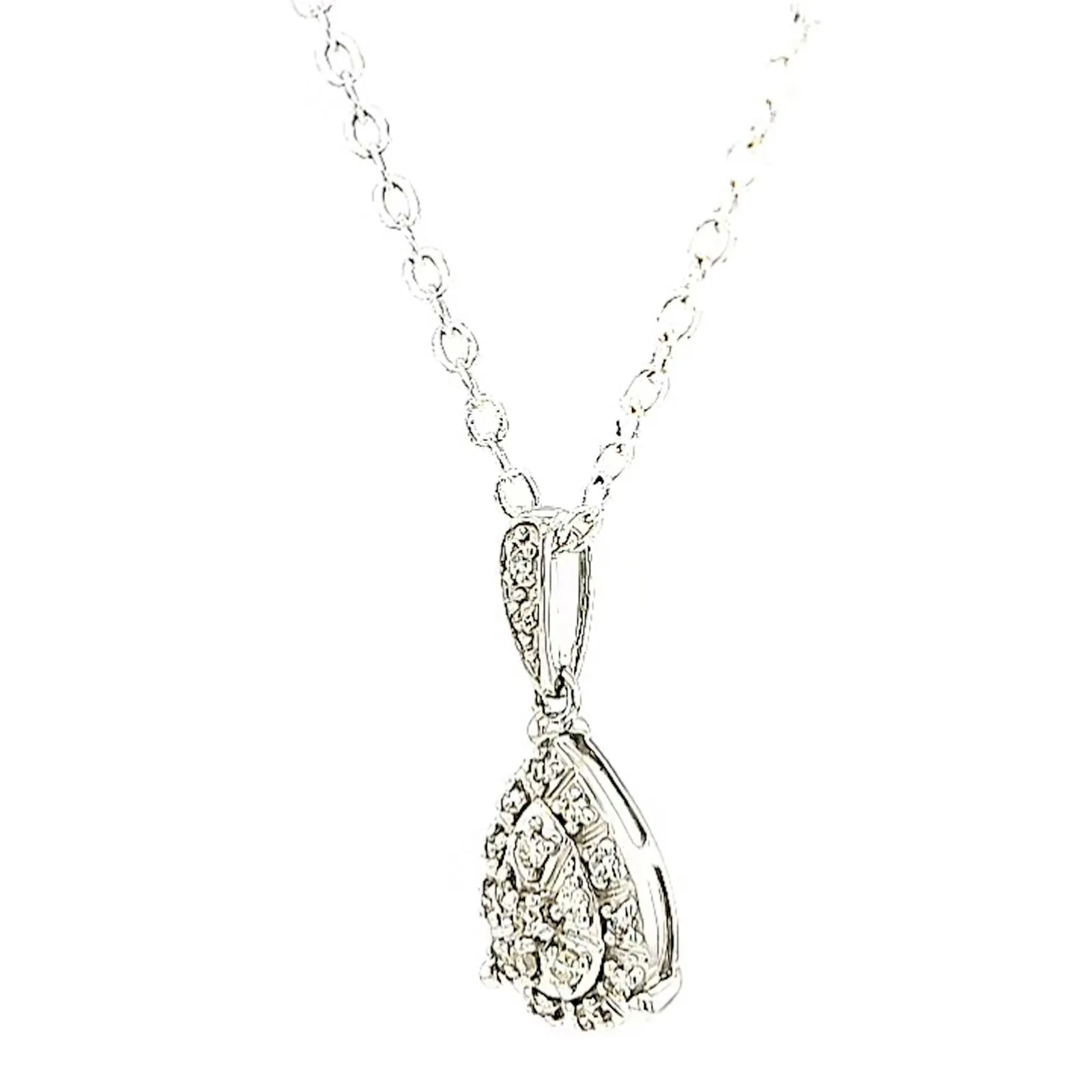 9ct White Gold Round Brilliant Cut 0.10 CARAT tw of Diamonds Pendant