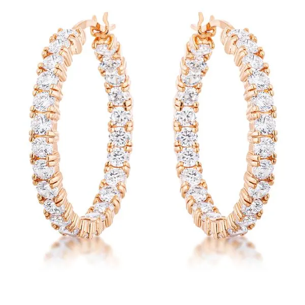 Abella Round Eternity Rose Gold Hoop Earrings | 5.5ct