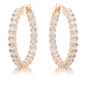 Abella Round Eternity Rose Gold Hoop Earrings | 5.5ct