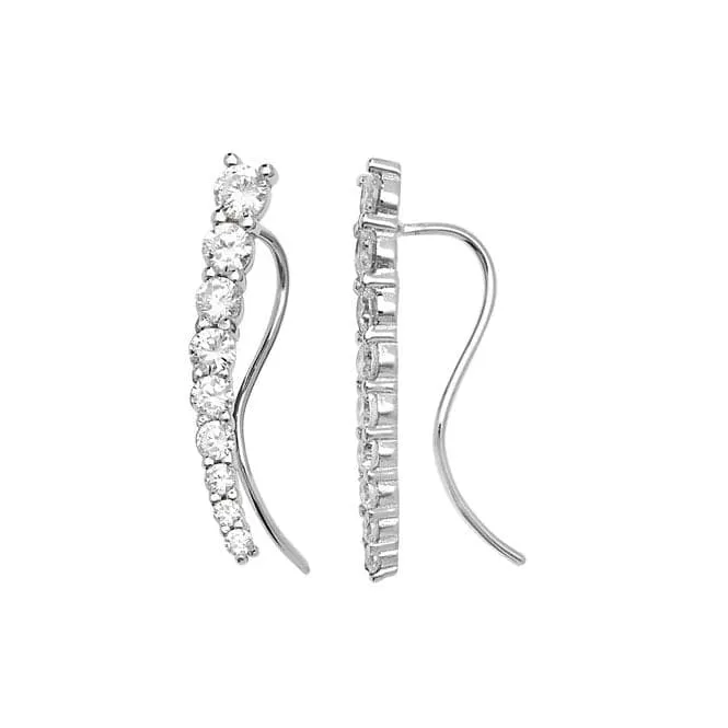 Acotis Silver Drop Earrings Fish Hook Zirconia G51170