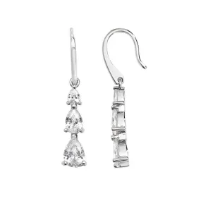 Acotis Silver Drop Earrings Fish Hook Zirconia G51171