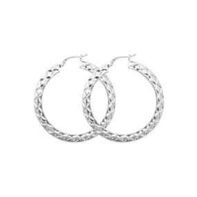 Acotis Silver Hoop Earrings Cut G51071