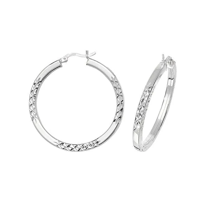 Acotis Silver Hoop Earrings Dia Cut G5738