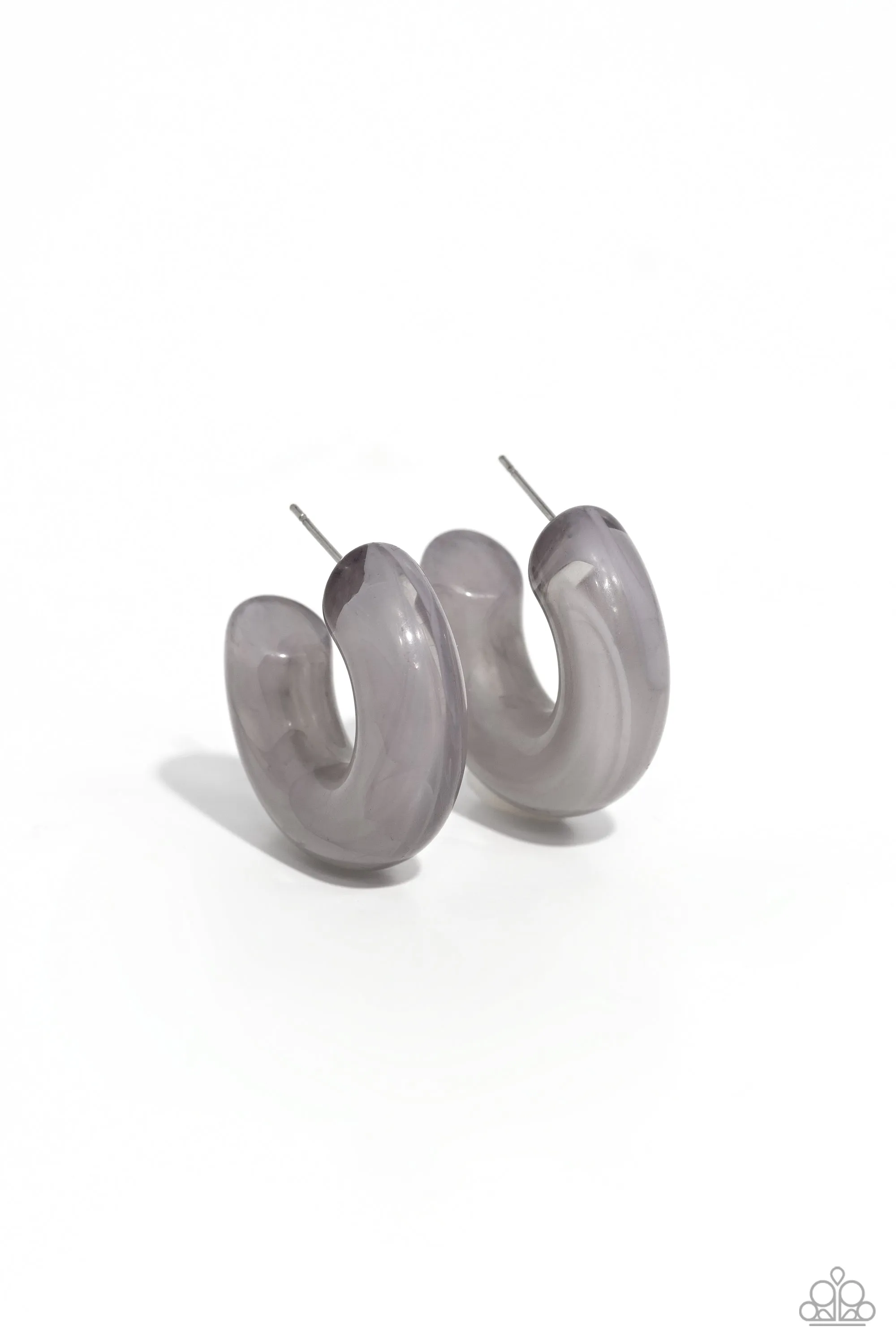 Acrylic Acclaim - Silver - Gray Paparazzi Hoop Earrings