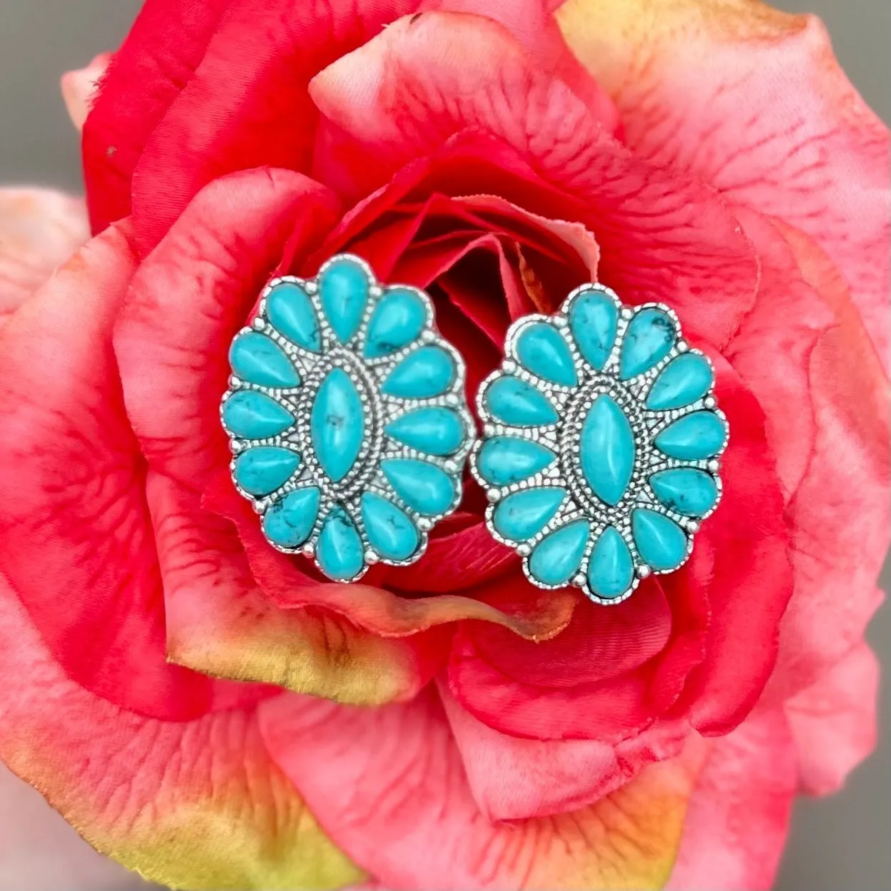 Addyson Parker Turquoise Squash Blossom Earrings