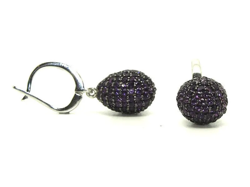 Amethyst Studded Drop Earrings