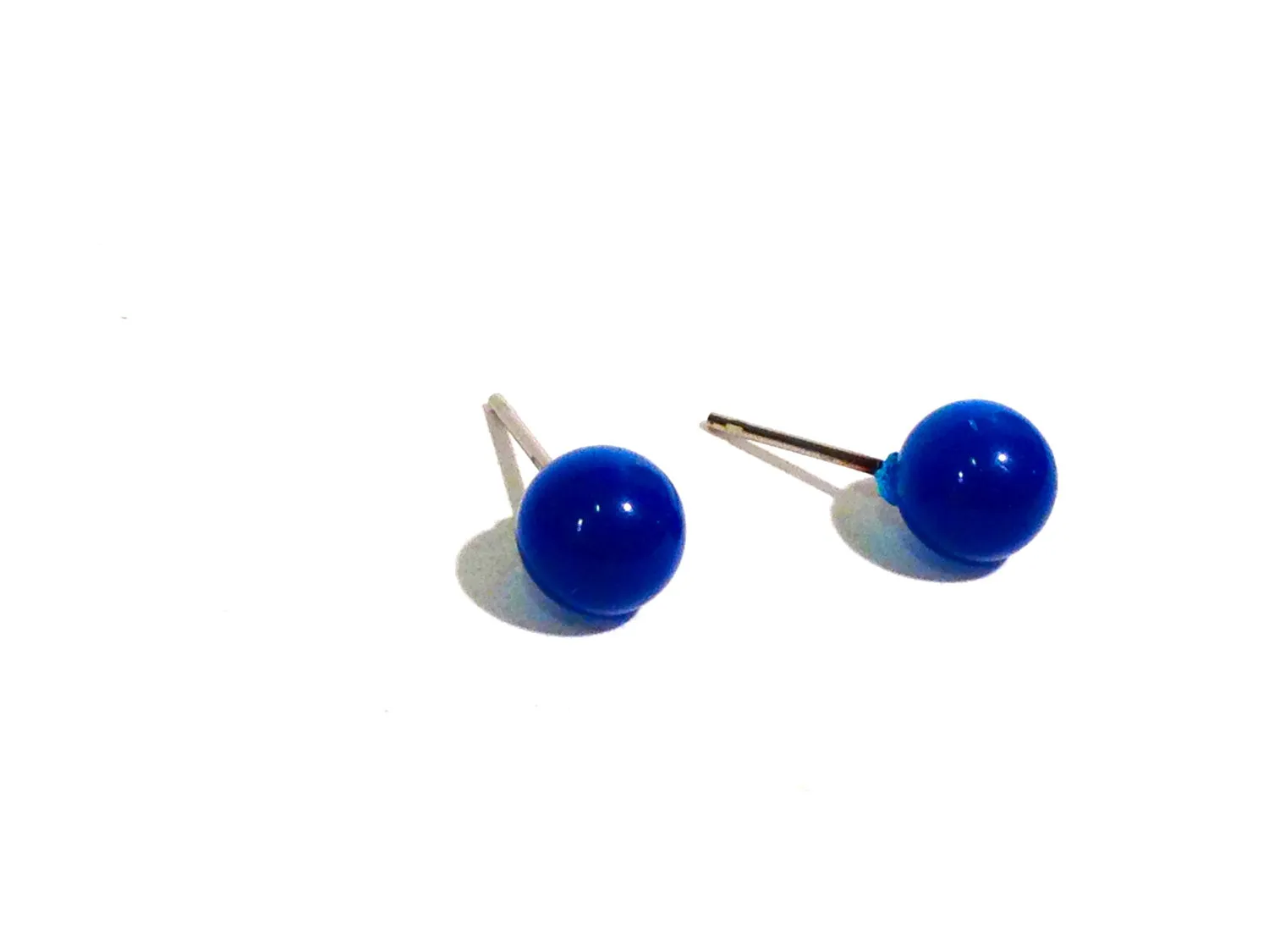 Aqua Blue Small Vintage Moonglow Stud Earrings 6mm