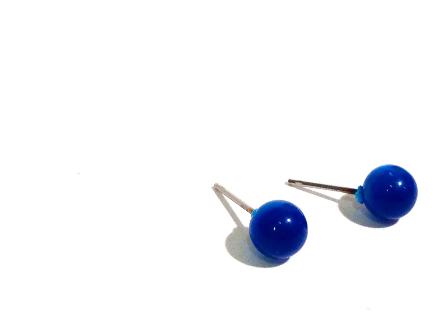 Aqua Blue Small Vintage Moonglow Stud Earrings 6mm