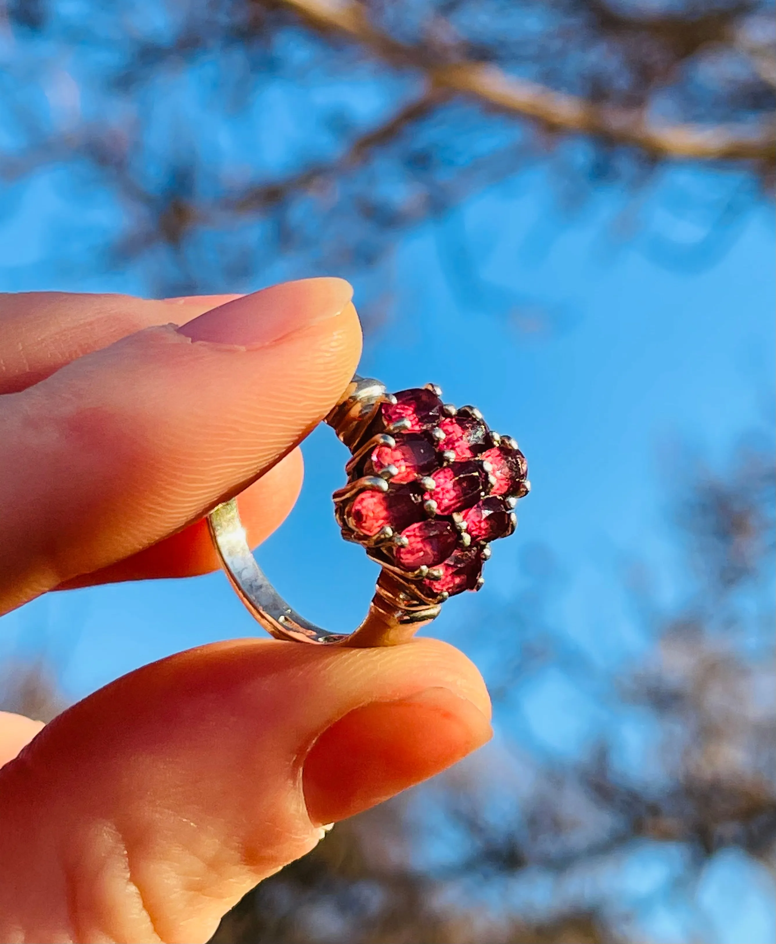 Art Deco Sterling Silver Purple Red Pink Garnet or Spinel Gemstone Ring Size 7