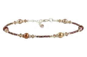 Autumn Brown Pearl Beaded Anklet