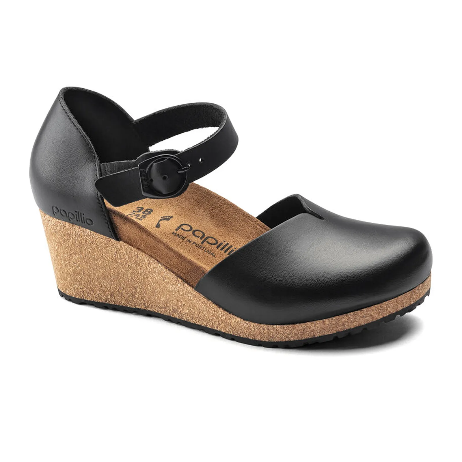 Birkenstock Mary Ring-Buckle Narrow Wedge Sandal (Women) - Black Leather