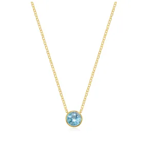 Birthstone Solitaire Necklace-December Sky Blue Topaz