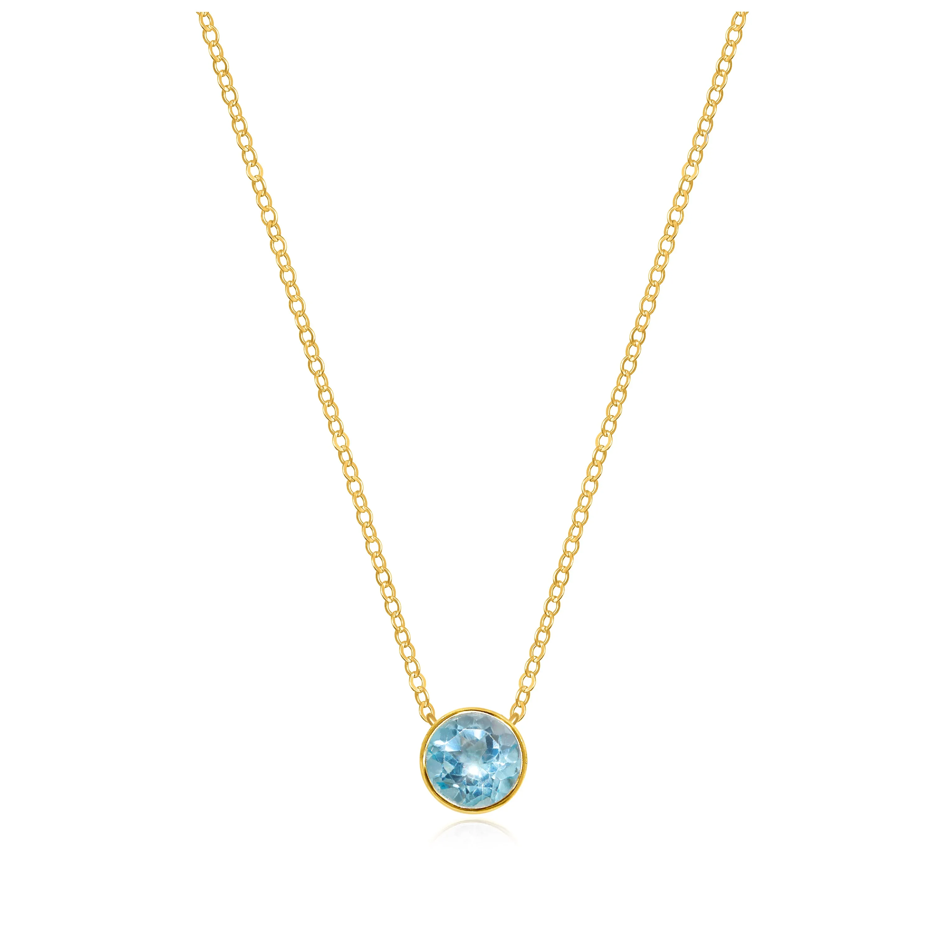 Birthstone Solitaire Necklace-December Sky Blue Topaz