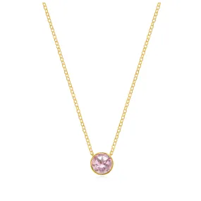 Birthstone Solitaire Necklace-October Pink Topaz