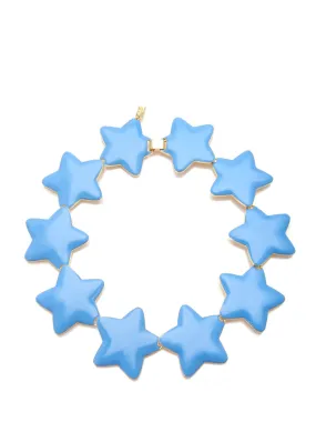 Blue Enamel Interlocking Star Necklace