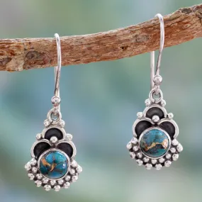 Blue Rapture Sterling Silver Earrings Handcrafted with Blue Turquoise