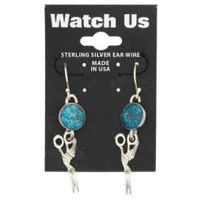 Blue Stork Scissor Earrings