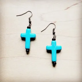 Blue Turquoise Cross Earrings - The Jewelry Junkie