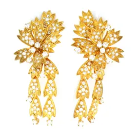 Boucheron 18K Diamond Floral Dangle Earrings