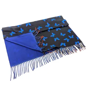 Brilliant Blue Butterfly Pashmina Style Scarf