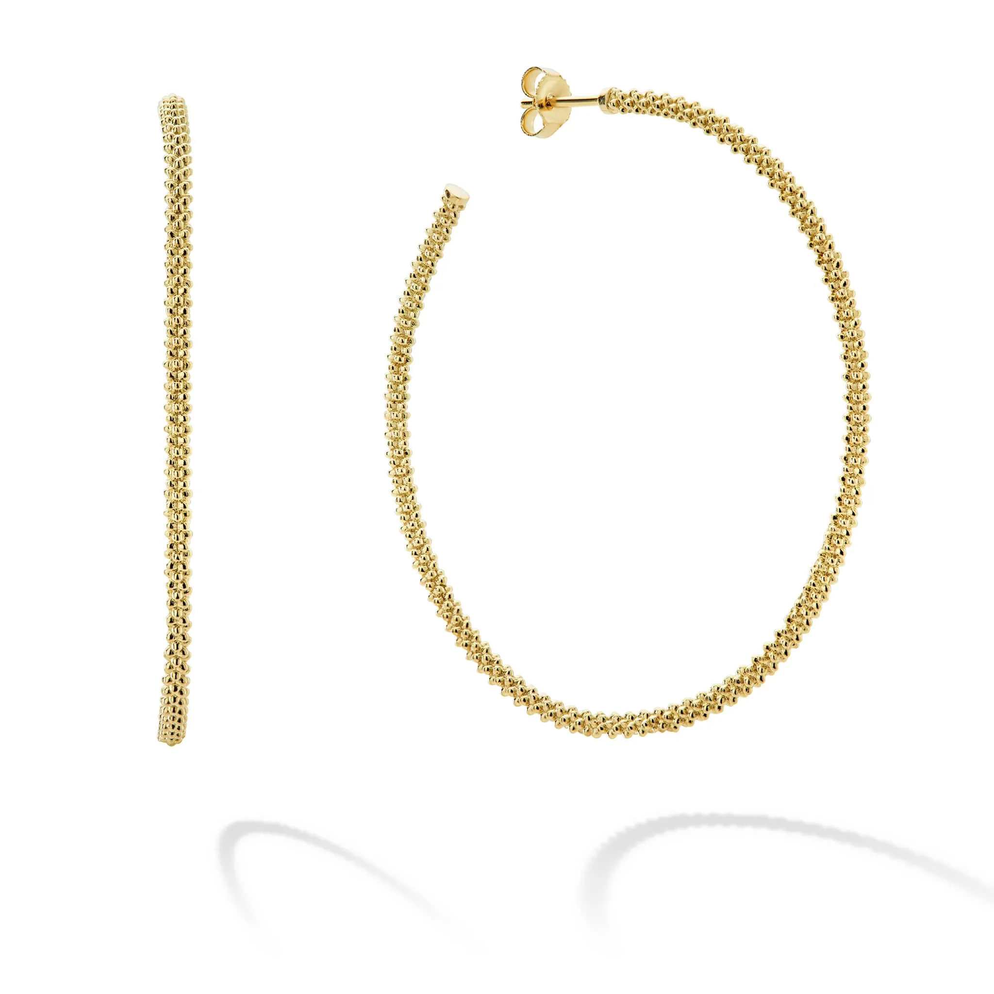 Caviar Gold Large 18K Gold Caviar Hoop Earrings