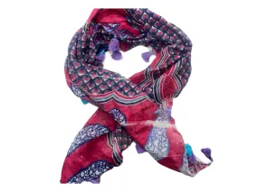 Cerise Heart  -  Ethnic Square Scarf (DEFECT)