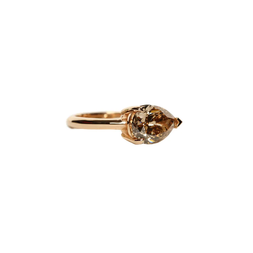 Champagne Diamond Pear Shape Ring