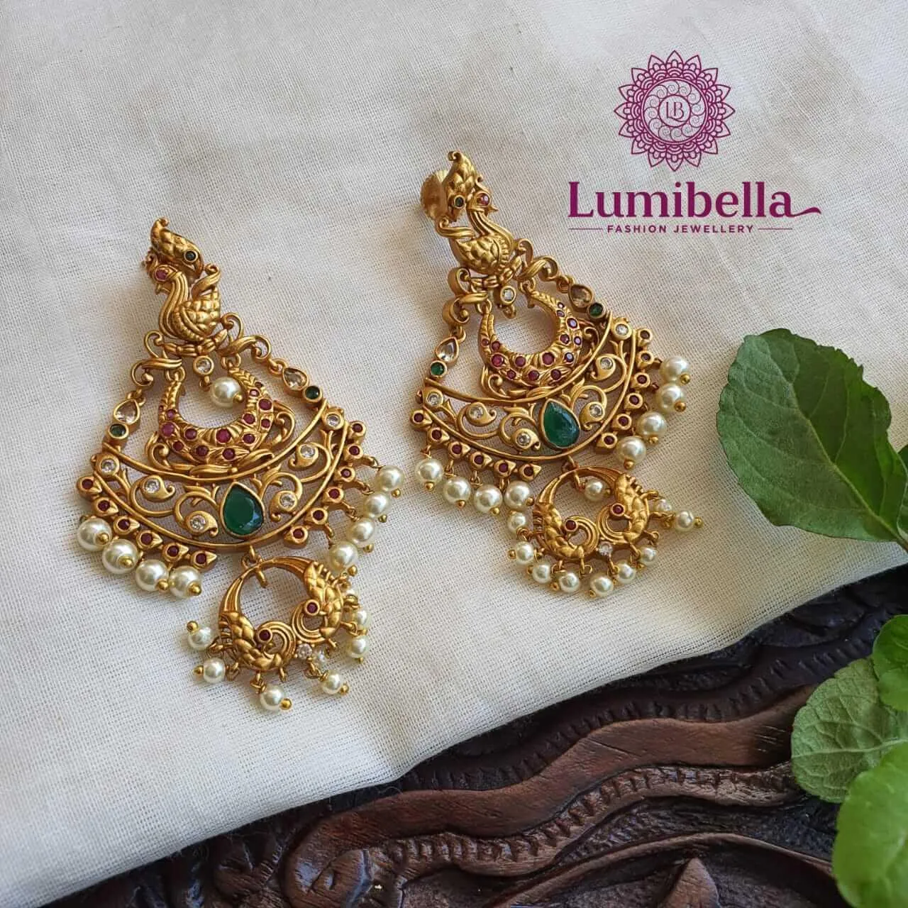 Chandbali Earrings Peacock Style