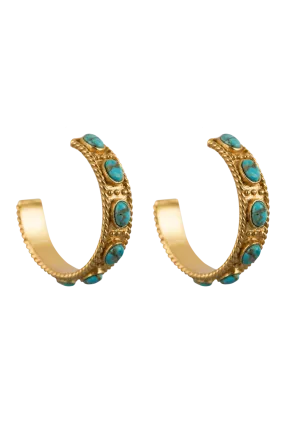 Christina Greene Southwestern Turquoise Hoop Earrings