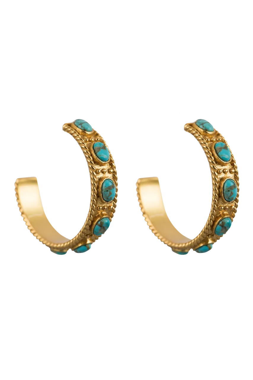 Christina Greene Southwestern Turquoise Hoop Earrings