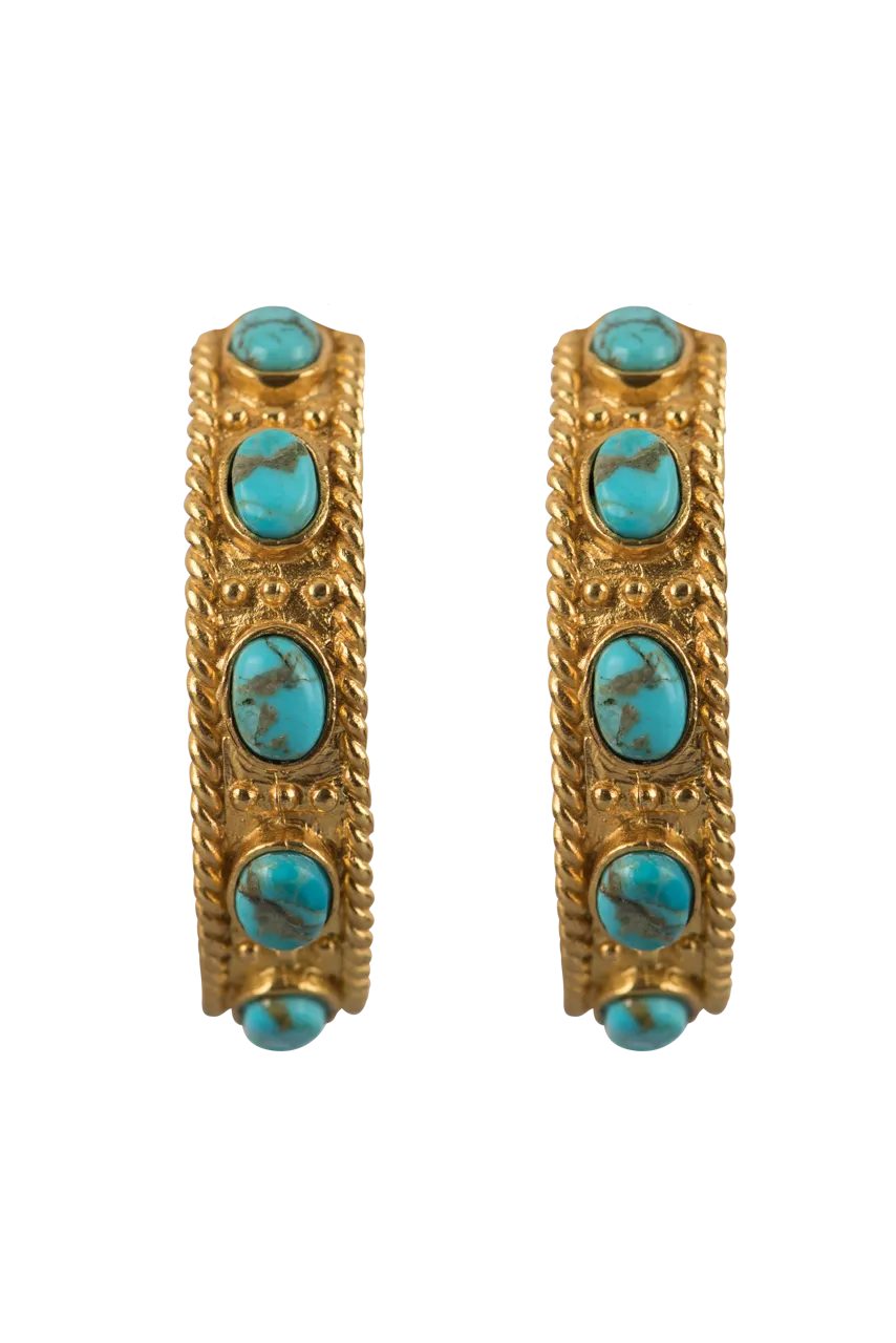 Christina Greene Southwestern Turquoise Hoop Earrings