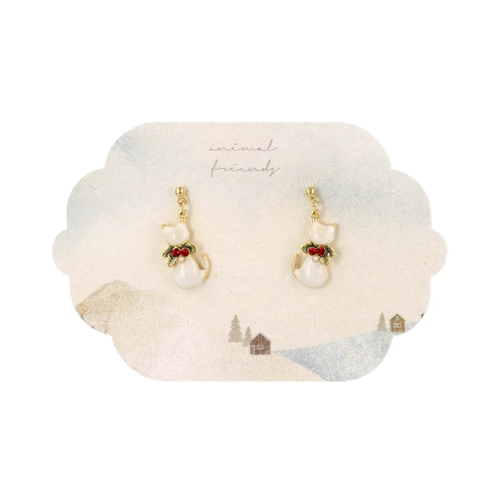 Christmas Cat Drop Earrings