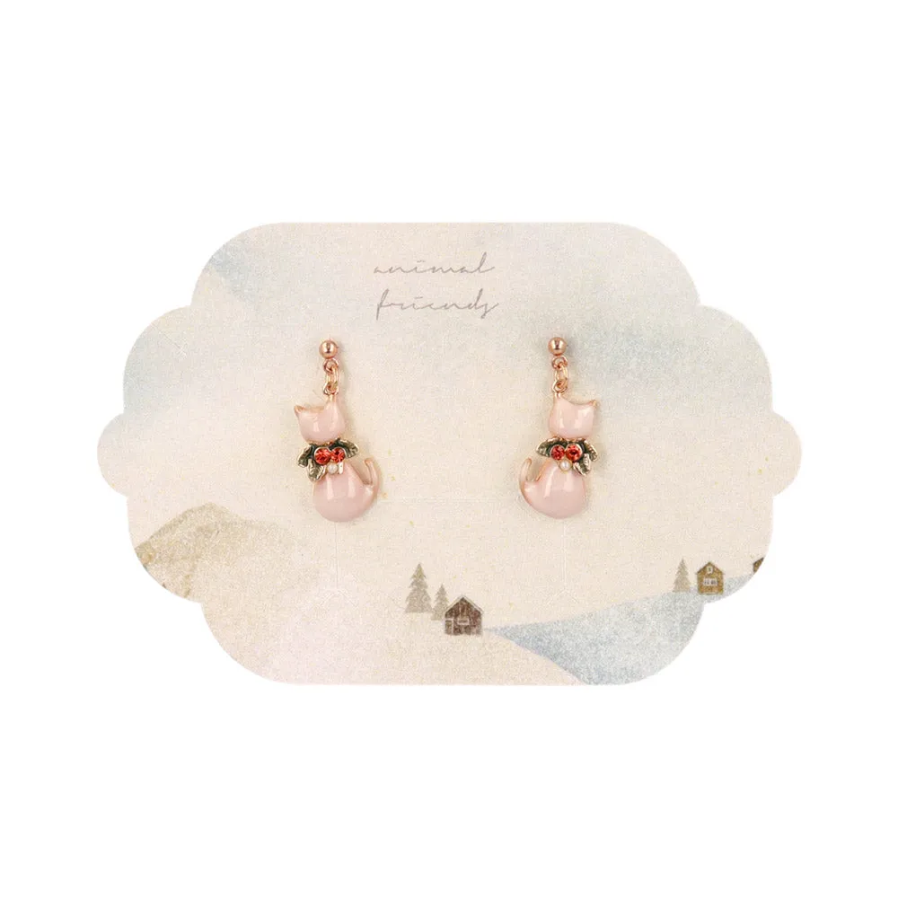 Christmas Cat Drop Earrings