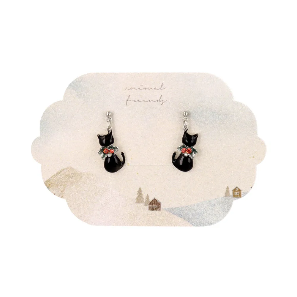 Christmas Cat Drop Earrings