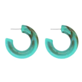 Chunky Lucite Hoop Earrings - Turquoise