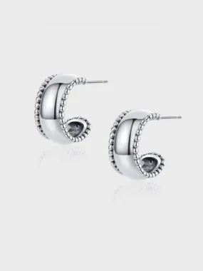 Chunky Silver C Hoop Earrings 925 Sterling Silver Luxury Tarnish Free Earrings