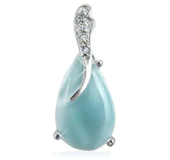 Classic Caribbean Larimar and Sky Blue Topaz Pendant