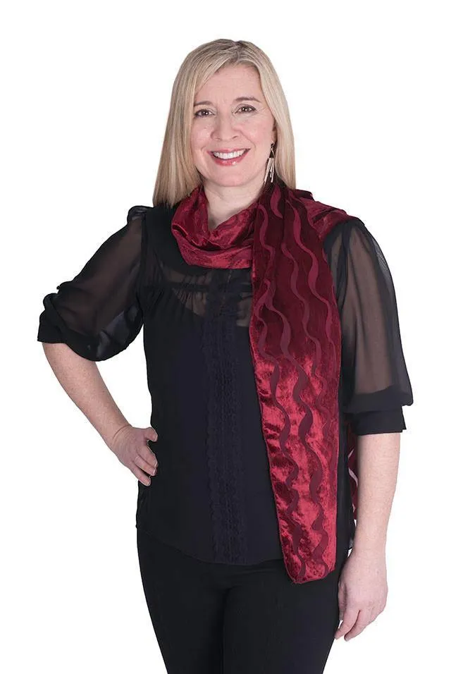 Classic Scarf - Burnout Velvet in Red Sea - Sold Out!