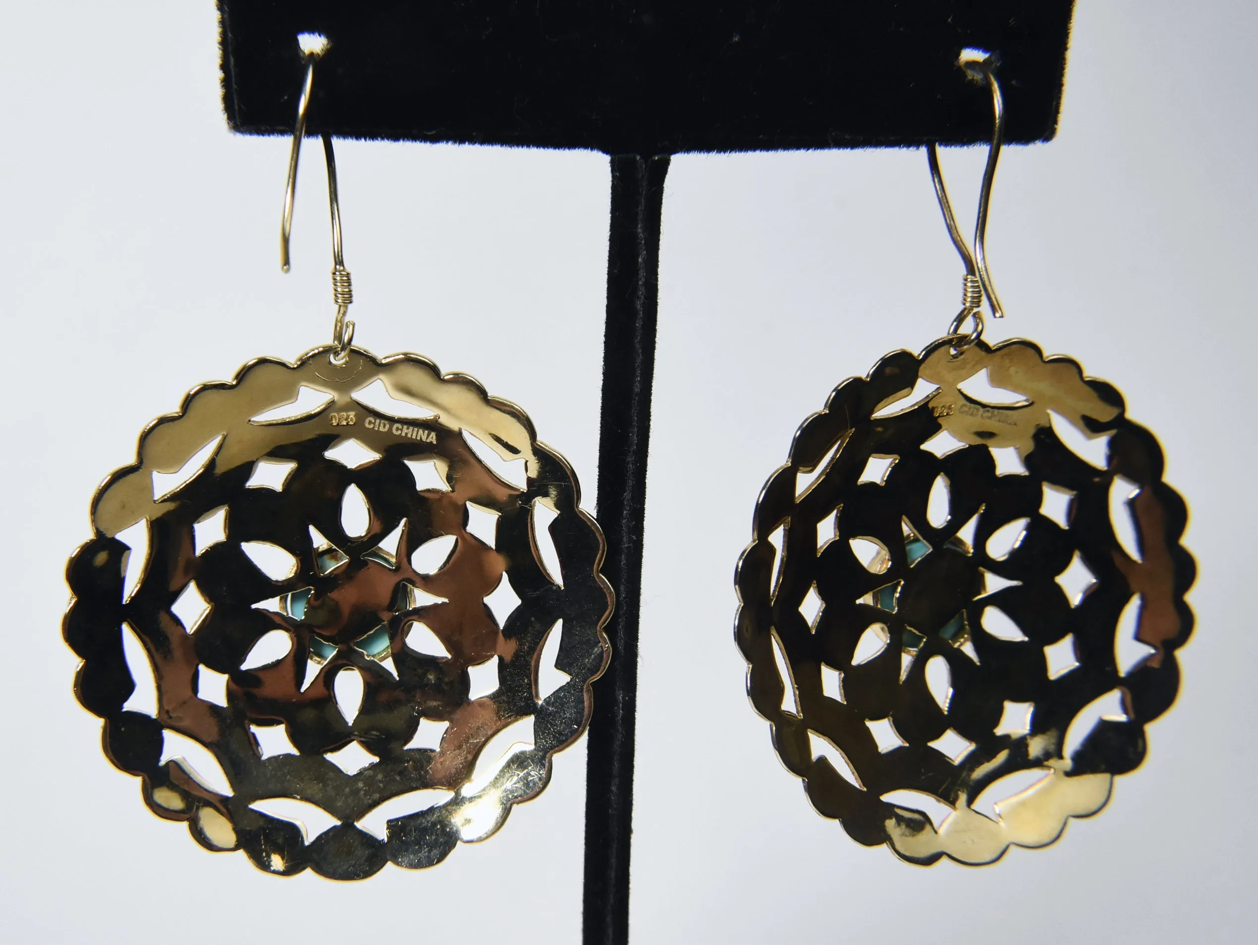 Clyde Duneier - Gold Tone Sterling Silver Shield Dangle Earrings