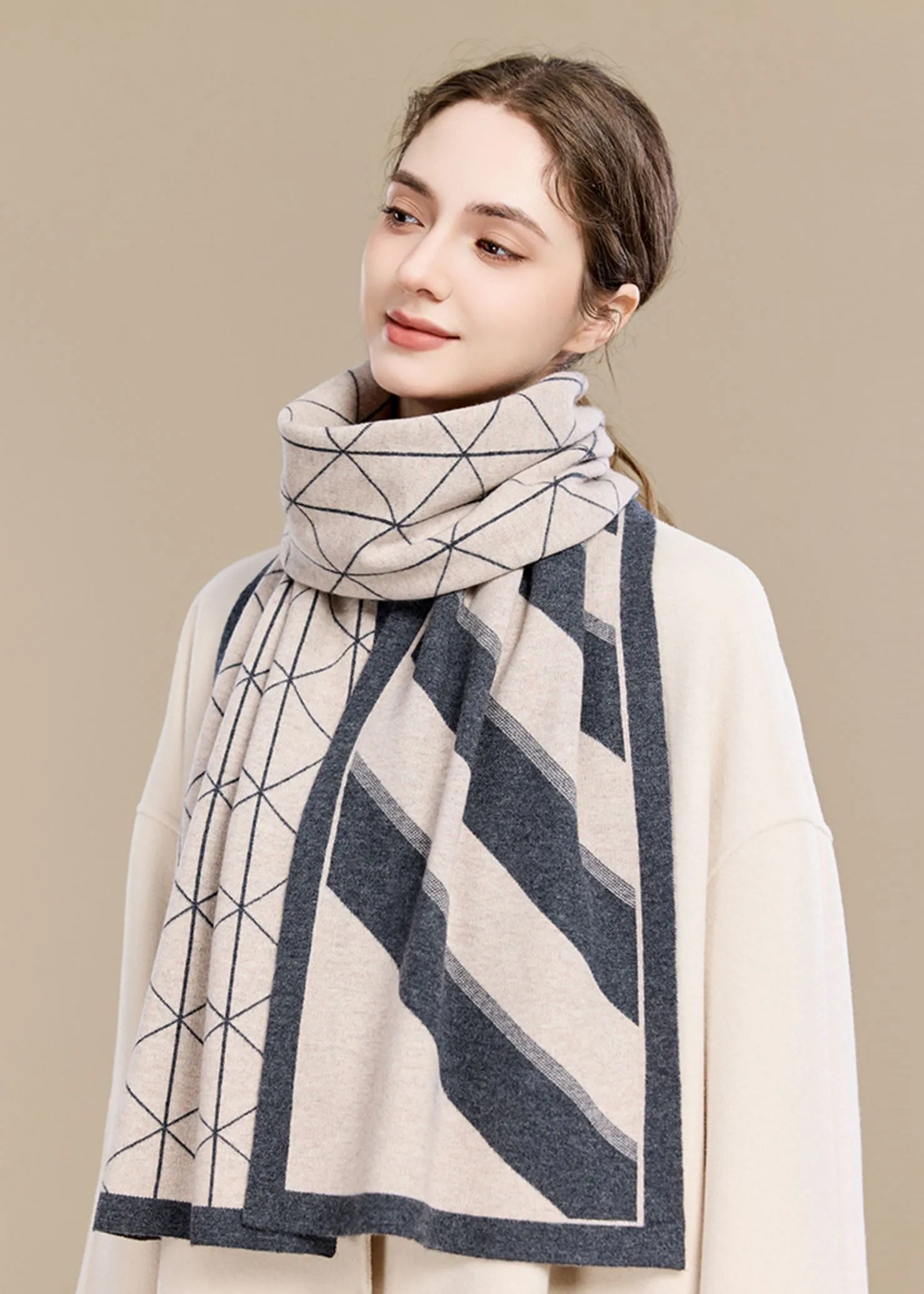 Colorblock Stripe Wool Long Scarf