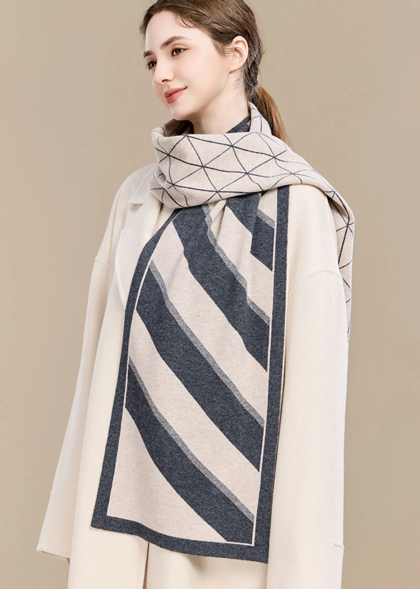 Colorblock Stripe Wool Long Scarf